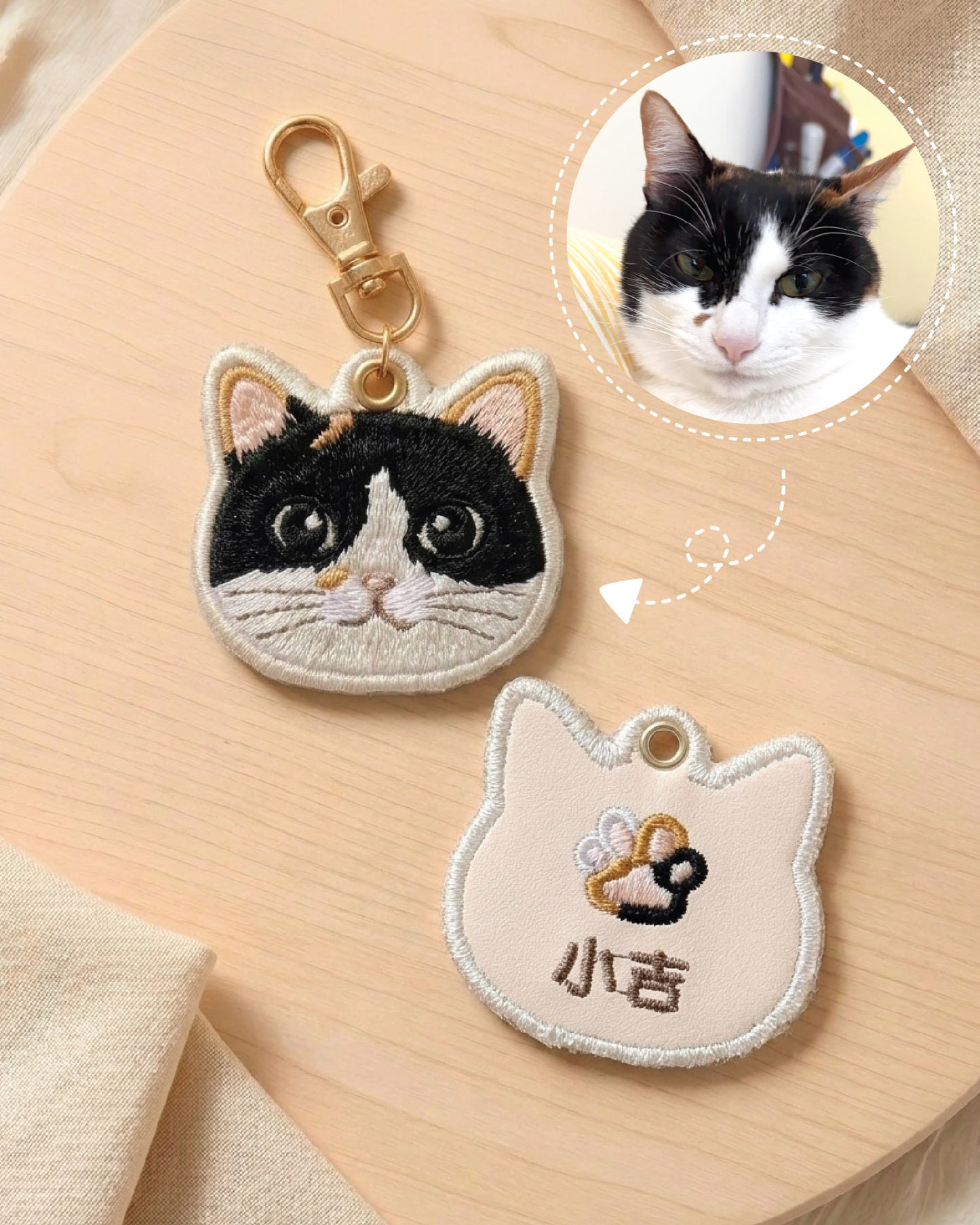 超萌客製寵物刺繡 Keychain｜你家主子插畫風模樣 + 超萌肉球顏色 + 名字 Meow by Catitude