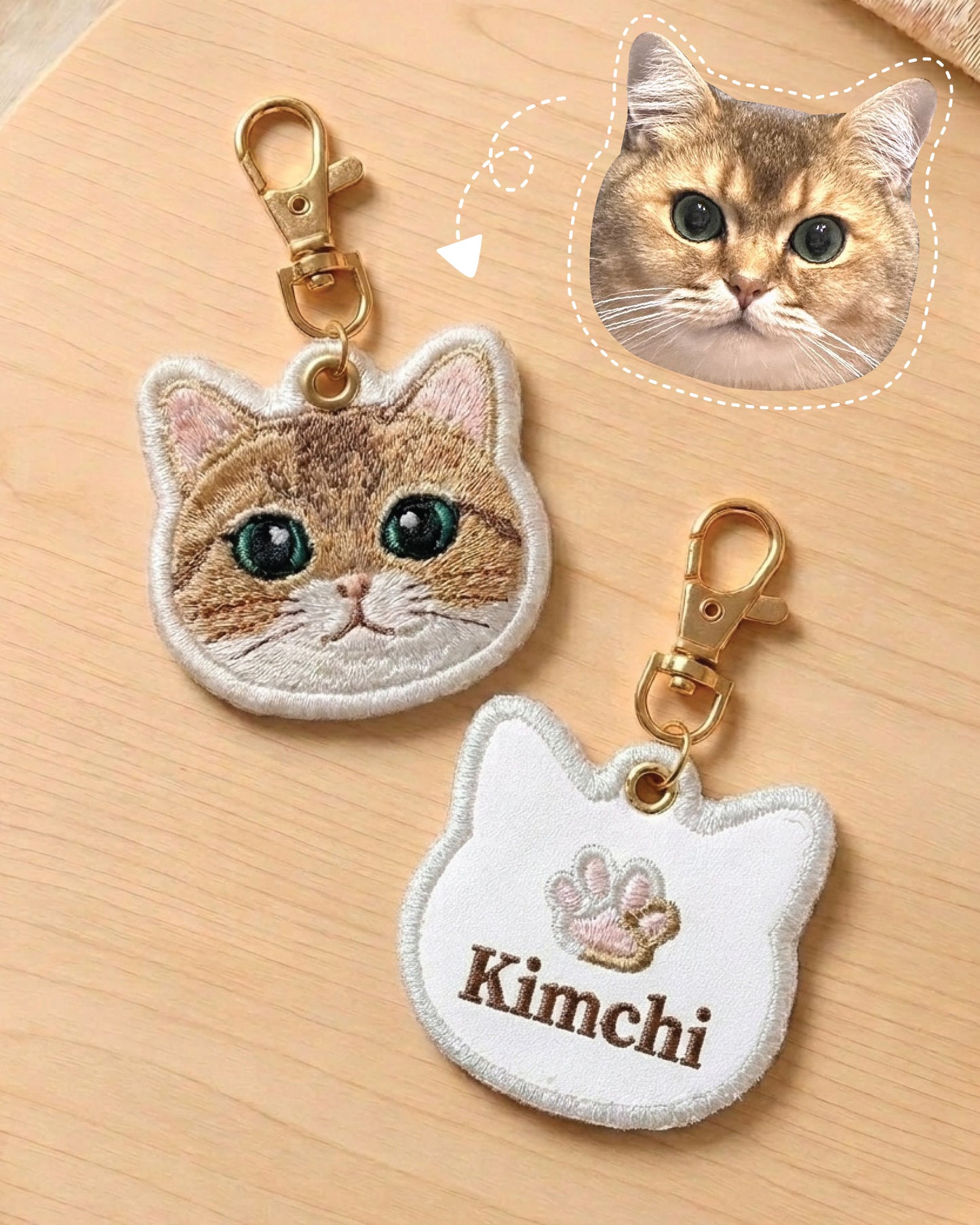 超萌客製寵物刺繡 Keychain｜你家主子插畫風模樣 + 超萌肉球顏色 + 名字 Meow by Catitude