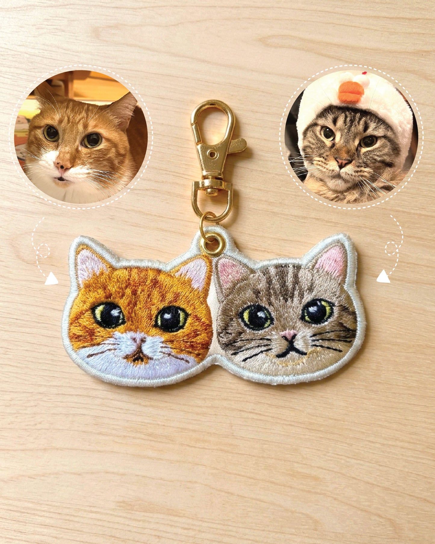 超萌客製寵物刺繡 Keychain｜你家主子插畫風模樣 + 超萌肉球顏色 + 名字 Meow by Catitude