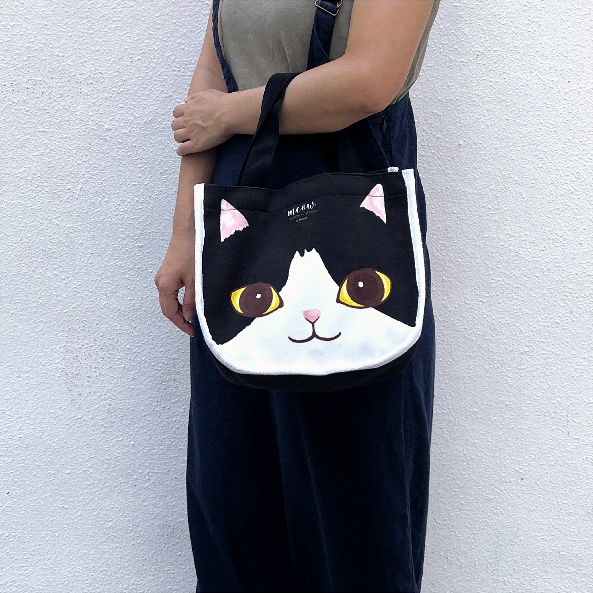 Meow 黑白大面貓手挽袋 Meow by Catitude