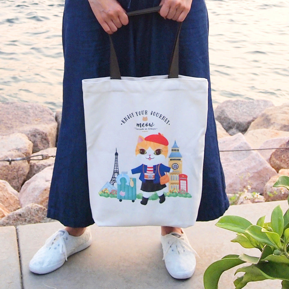 Meow Enjoy Your Journey 旅行畫家貓 Tote Bag Meow by Catitude