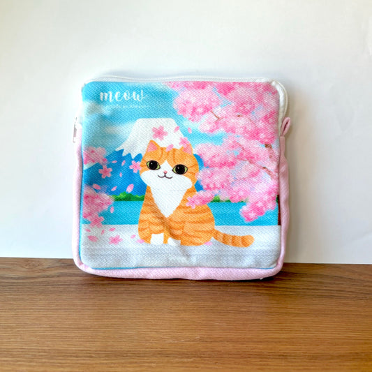 Meow 櫻花樹下貓貓方形小物袋 Meow by Catitude