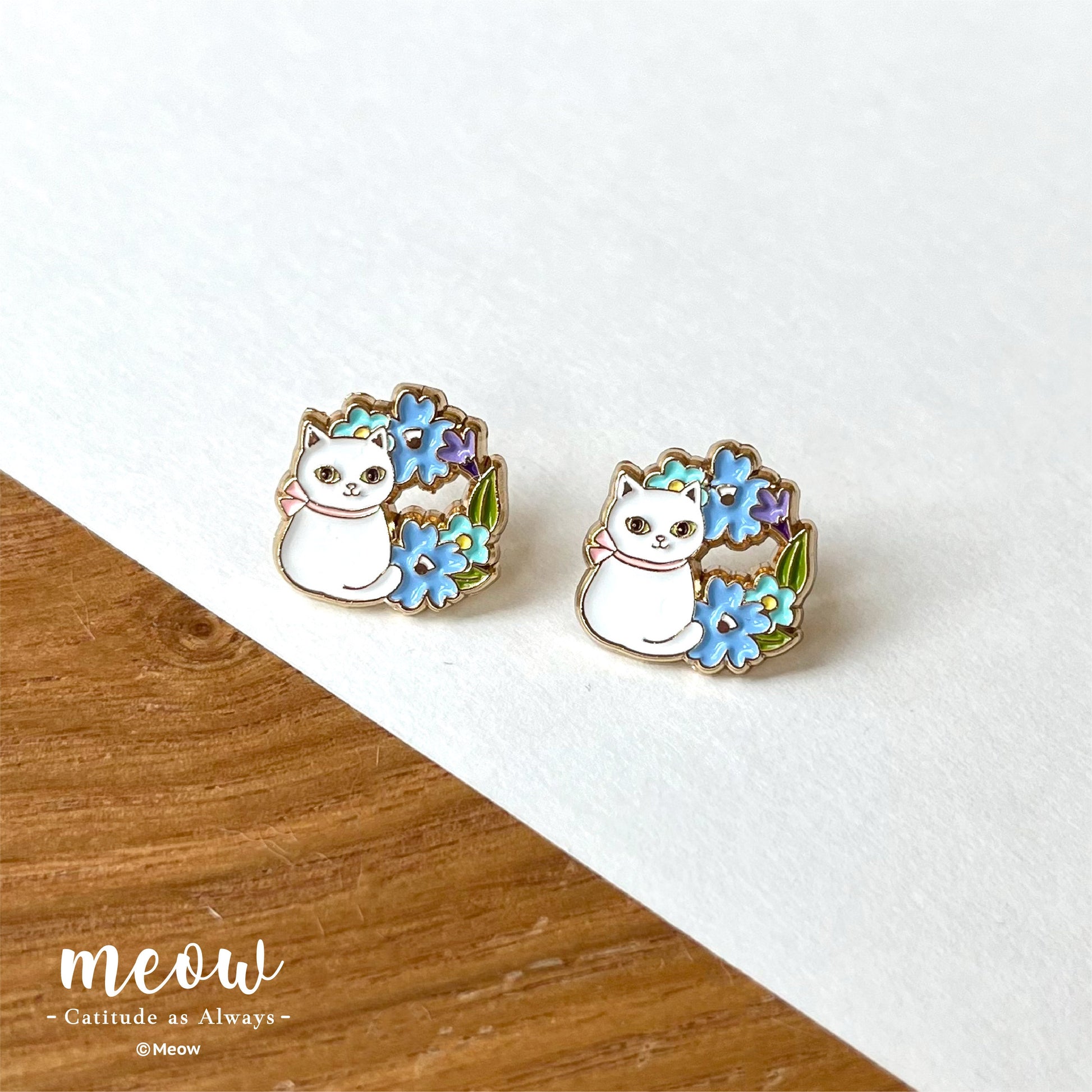 Meow 白貓花花耳環 Meow by Catitude