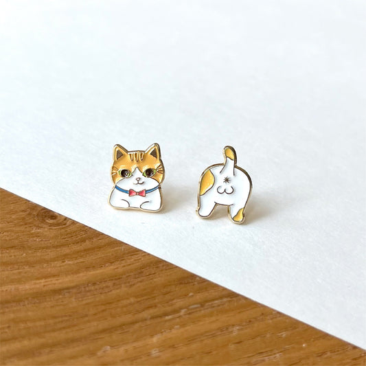 Meow 啡白色紳士貓摺手手和貓屁屁耳環 Meow by Catitude