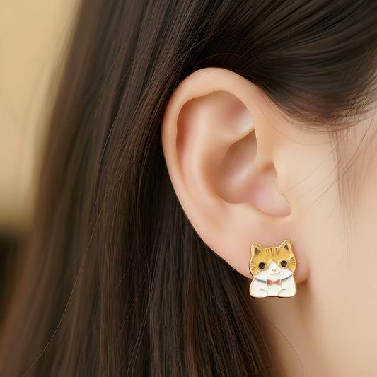 Meow 啡白色紳士貓摺手手和貓屁屁耳環 Meow by Catitude