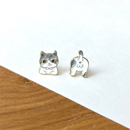 Meow 灰白色紳士貓摺手手和貓屁屁耳環 Meow by Catitude