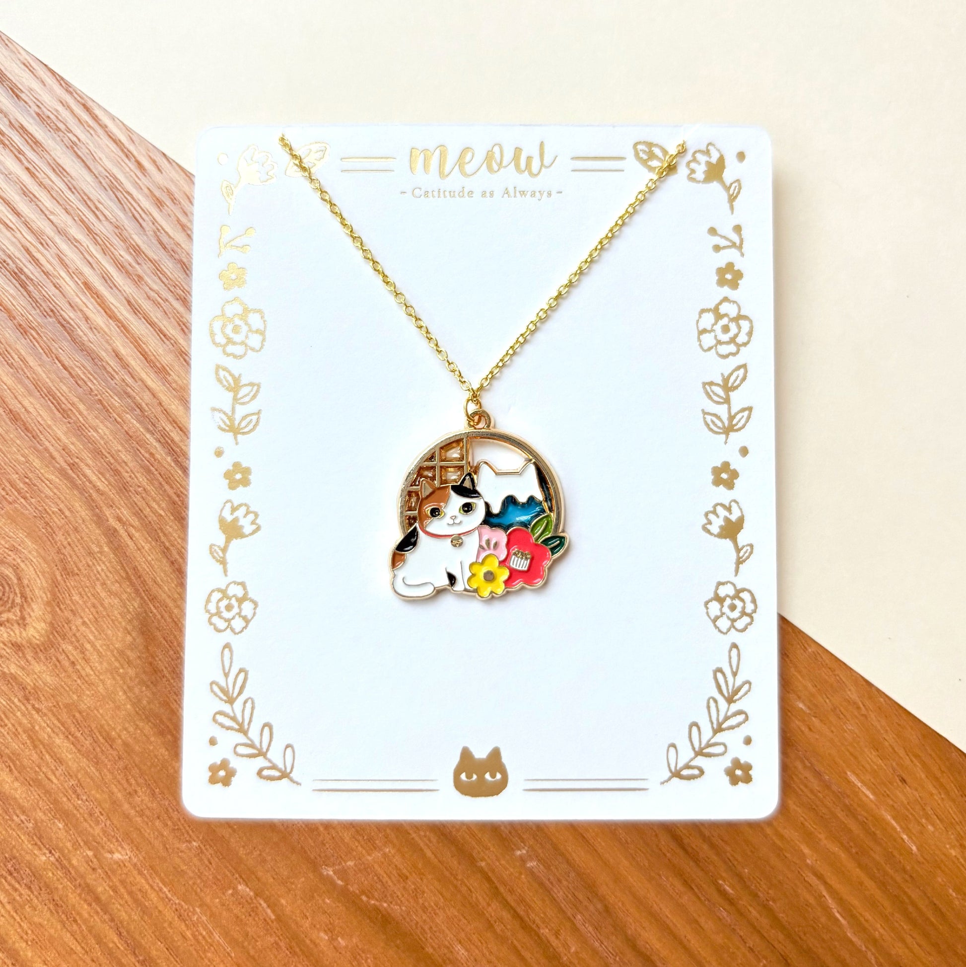 Meow 招財貓日式花花項鍊 Meow by Catitude