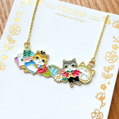 Meow  愛麗絲貓與時鐘貓項鍊 Meow by Catitude