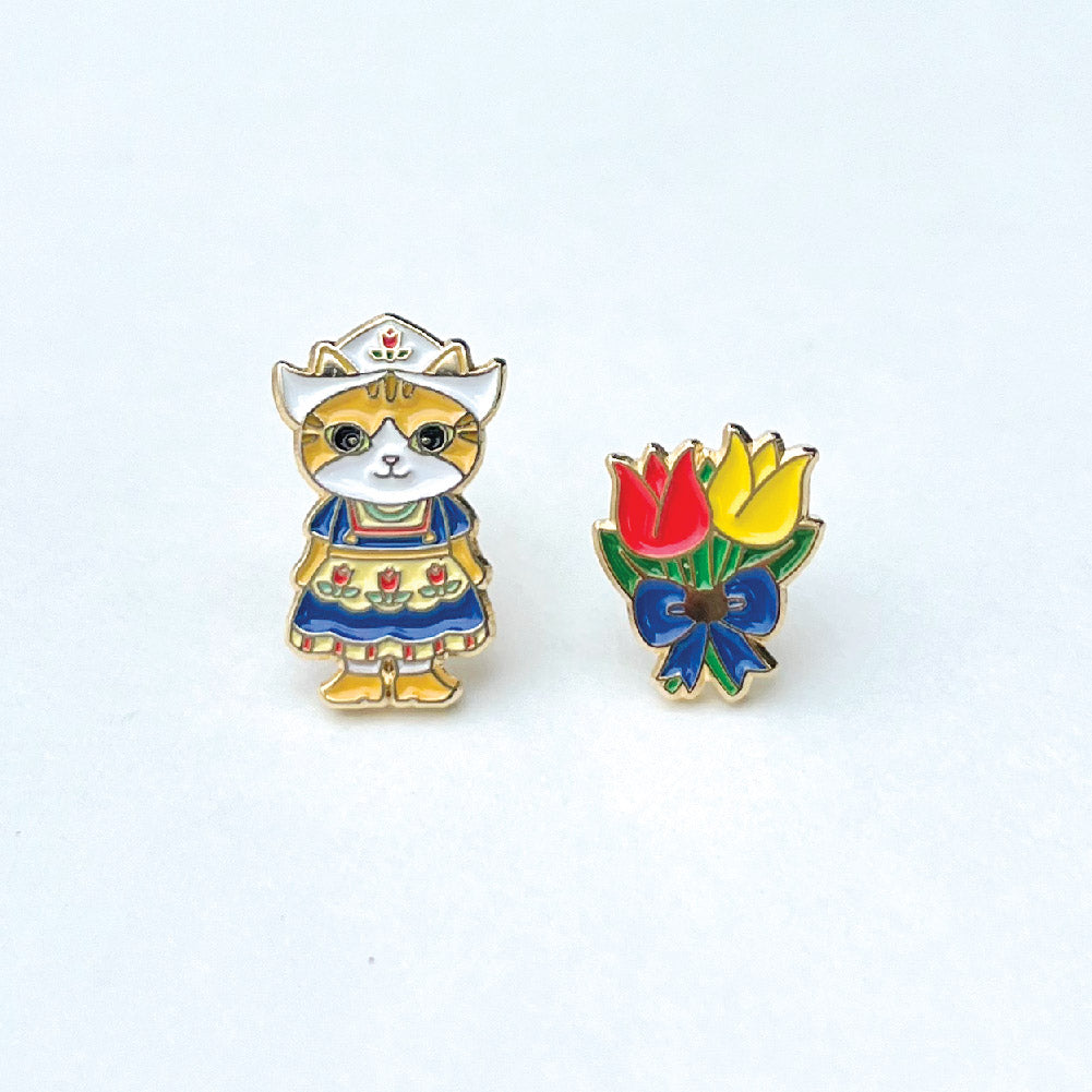 Meow 荷蘭民族服飾貓和鬱金香耳環 Meow by Catitude