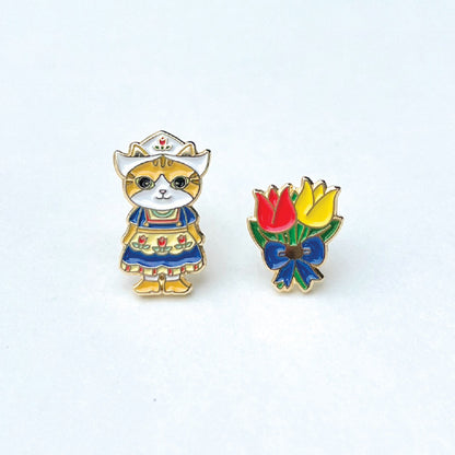 Meow 荷蘭民族服飾貓和鬱金香耳環 Meow by Catitude